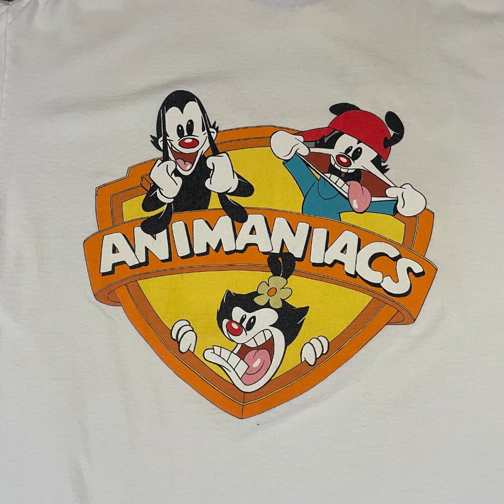 VTG Warner Bros Animaniacs T-Shirt White Adult XL Made in USA 1993 Yakko Wakko - Picture 9 of 9